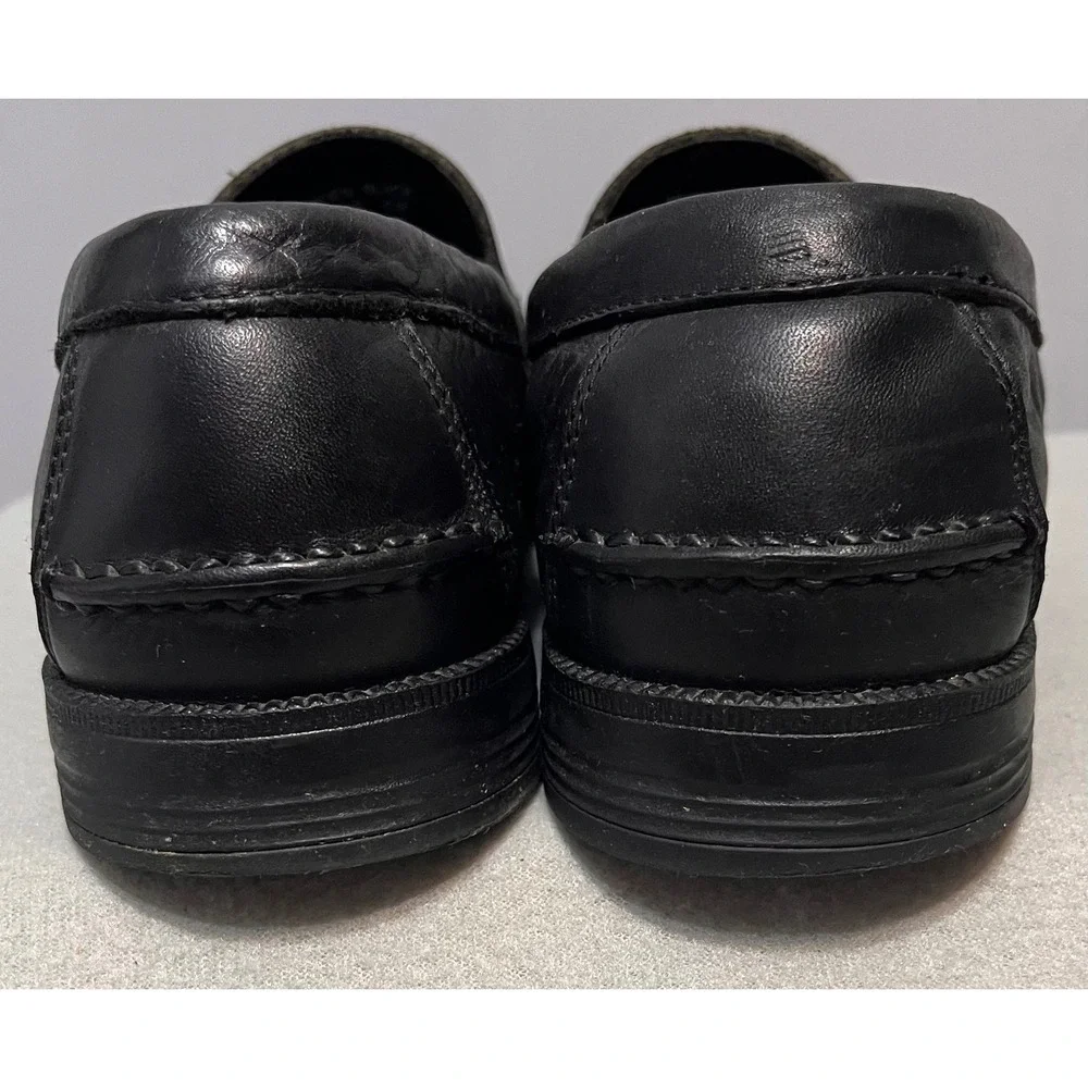 Hush Puppies Alex Mens Black Pebbled Leather Moc Toe Slip On Loafers Shoes 9M